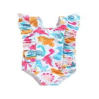 Lieramram Toddler Baby Girls Ljetni kombinezon, mjeseci 2t 3T 4T 5T Crtani dinosaur Flamingo list ispis