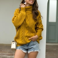 Pumfeylm pulover za žene Ženske žuto-malene pulover Plus size rukave Yellow XL