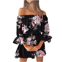 Ženska mini bluzon haljina Popust cvjetna tiskana Boho ljetna plaža sa prodaja ramena za djevojke Elegantni