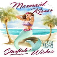 Plaža Lido, Florida, Mermaid poljupci i želje zvijezde, akvarel