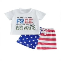 TODDLER Baby Boy 4. jula Outfits Outfits majica kratkih rukava sa kratkim setom za neovisnost o neovisnosti