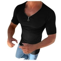 Muški čvrsti V izrez kratkih rukava za bluzu kratkih rukava majica majica pamučne majice muškarci