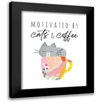 Mccully, Jennifer Black Modern Modern Framed Museum Art Print pod nazivom - Motivirane mačke i kafe
