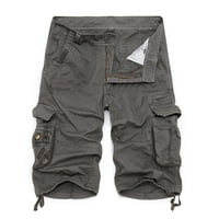 Cotonie MENS Cargo Shorts Radne odjeće Slim Fit Multi džepni zatvarač ljetni kratke hlače siva l