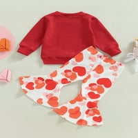 Bagilaanoe Toddler Baby Girl Valentinovo odijelo Pismo Heart Print Dugi rukav Duks dukseri + srce za