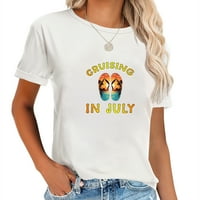 U julu Flip Flops Palm Tree Beaver Lover Grafički majica kratkih rukava za žene - udobne i moderne ljetne