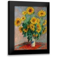 Monet, Claude Crni moderni uokvireni muzej umjetnički print pod nazivom - suncokret