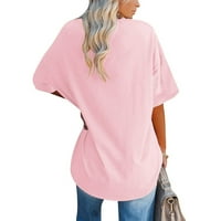 Mafusus za žene prevelike majice za ljetnu čvrste boje pola rukava s posadom od pamučnih tuničkih vrhova