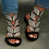 Ženske sandale za Rhinestone Zlatne srebrne gladijatorske sandale Ljetne ravne haljine cipele