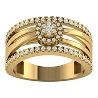 Araiya 14k Yellow Gold Diamond Halo bend prsten, veličina 8.5