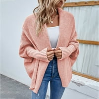 Riforla Žene Ležerne prilike debela puna boja Klintni kardigan rukav džemper jakna kardigani za žene ružičasti xl