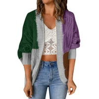 Iopqo džemperi za žene modni dugi rukav Colorblock kontrast Cardigan casual lagana lagana paklena jakna od pletenja