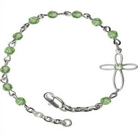 Narukvica od srebrne ploče s kolovozom zelene swarovski perle sa krstom u kolovozu zelene boje
