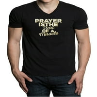 Muška molitva je početak čudesne f crne majice V-izrez velike