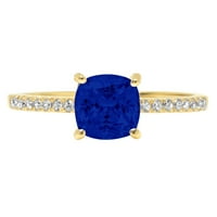 2.7ct jastuk rezan plavi simulirani plavi safir 14k žuti zlatni gravirajući izjavu bridalne godišnjice Angažman vjenčanog prstena veličine 9.25