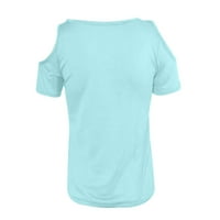 Košulje za žensku majicu sa niskim majicom s niskim majicama s kratkim rukavima svijetlo plava