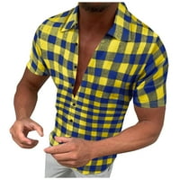 Labakihah majica za muškarce Muške proljeće i ljetni modni casual brušenje plaid kopče rever rever jakna
