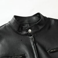 Penkaiy Muška modna casual toplo zadebljana koža dugačka jakna dugi rukav džepni patentni zatvarač tanak