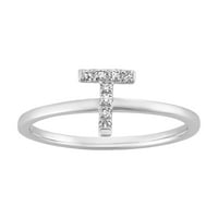 Araiya 10k bijeli zlatni dijamant T početni prsten za vezanje za žene veličine 7