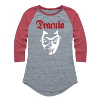 Klasična čudovišta - Dracula - samo lice - kapanje krvi iz lip - ženska grafička majica Raglan