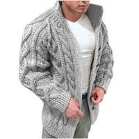Muški zimski džemper-kaputi - čvrsti topli kabel pleteni džemper jakna s dugim rukavima Turtleneck Full