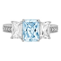 3,61ct smaragdni rez plavi simulirani dijamant 14k bijelo zlato graviranje godišnjice angažovanih vjenčanja
