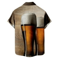 Muške modne majice labavi fit casual 3d pivo digitalni tisak kratkih rukava s kratkim rukavima niz džepne
