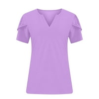 Lastsoso ženski vrhovi Petal rukava V izrez bluze košulje od pune boje Slobodne košulje plus veličine
