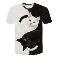 Ichuanyi Ženska košulja, ženska modna 3D Cat Print Casual majica Ljetne kratke rukave majice O-izrez