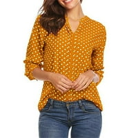 Ženska bluza s rukavima polka dot vrhove dame casual uredskog rada V rect majica Napomena Molimo kupiti jednu ili dvije veličine veće
