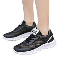 DMQupv papuče za papuče za žene izdubljene prozračne udobne lagane čipke up ravne dno tenisice zrak za žene tehnički sportShoe crno 8