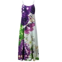 CLLIOS WOMENS Ljetna haljina Print Maxi haljina Havajska haljina kratkih rukava Haljina za odmor za