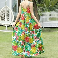 Ženska cvjetna print s ramena haljina ljetna casual boho haljina rukave pune boje visokih struka midi