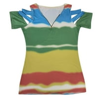 Ženski bluze s V-izrezom Grafički otisci Bluza Labavi ženski plus majice kratki rukav ljetni vrhovi zeleni m