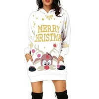 Ležerna haljina za žene Modni božićni hoodie torba Pocket print Hoodie Modna haljina 2xl