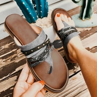 CAICJ WOMENS Cipele klinove sandale za žene Rhinestone elastična gležnjače sandale sandale T-remen Thong