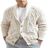 MEN gumb prema dolje jakna jednokradna zimski džemper s punim bojama kabel kabela jesenska odjeća kaput