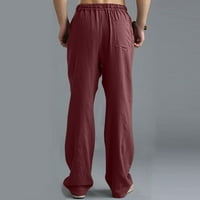 Muške hlače muškarci Čvrsti povremeni elastični pojas Pocket pamučne platnene panele pantalone vino