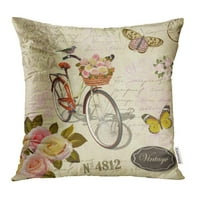 Cvjetni vintage biciklistički bicikl Biciklistički biciklistički ptičar Botanijski kolaž Kreativni jastuk