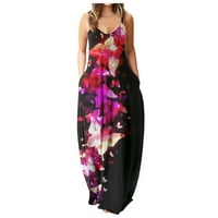 Ležerna haljina za žene Ljeto cvijet za O-izrez Print bez rukava plus veličina duga haljina 2xl
