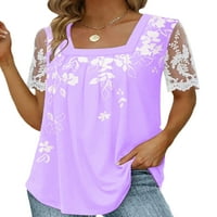 Capreze casual labav majica za žene cvjetni print ljetni vrhovi kvadratni vrat Osnovni tee bluza s kratkim