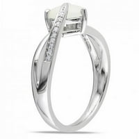 Bijeli opal u obliku srca i dijamantski prsten u srebru