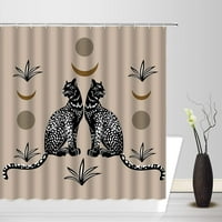 Leopard tuš za tuširanje safari divljim životinjama životinjski list apstraktna terakotacija estetika sredinom stoljeća za zavjese tkanina sa hoookovima