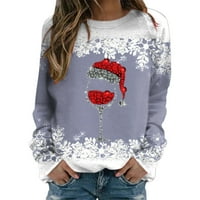 Lroplie dukserica za žene svakodnevno sretan božićni print o izrez okrugli vrat fit pulover na vrhu