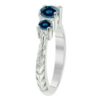 Aonejewelry Aone nakit 1. Carat okrugli oblik plavi dijamant tri kamena zaručni prsten u zlatu od 10k