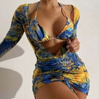 Juliy set ženska modna otiska splitske kostimu za kupaći kostim s dugim rukavima od poliestera bikinija
