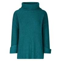 Anuirheih pletene džempere za žene labave modne čvrste boje dugih rukava s dugim ovratnikom Zimski krunički