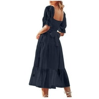Elegantne haljine za žensko čišćenje kratkih rukava s kratkim rukavima Dress COLL COLOR PLUS Veličina haljina za žene večernje dreševine, mornarice, XL