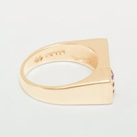 Britanska napravljena 18k ružičasto zlato prirodno rubin mens bend prsten - Opcije veličine - veličina