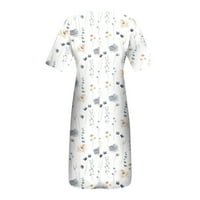 Drindf Duge haljine za žene Ljeto dugme V izrez Tunic Maxi Haljina casualti džepovi kratki rukav majica